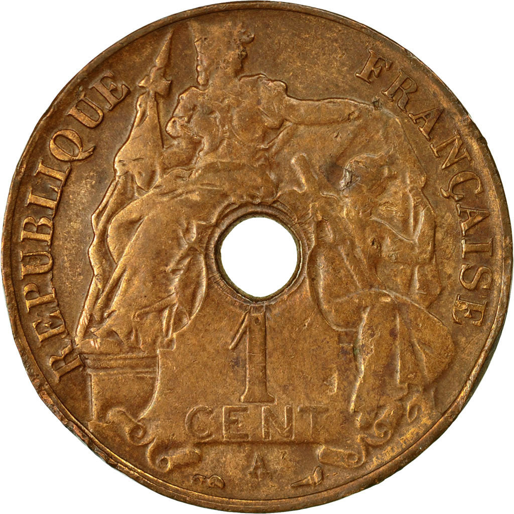 Münze, FRENCH INDO-CHINA, Cent, 1919, Paris, SS, Bronze, KM:12.1