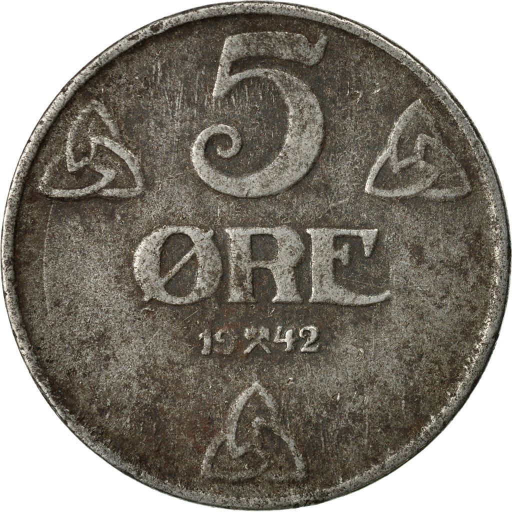 Coin, Norway, Haakon VII, 5 Öre, 1942, VF(20-25), Iron, KM:388