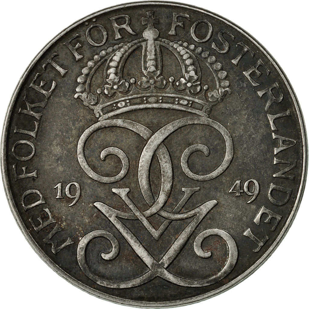 Coin, Sweden, Gustaf V, 5 Öre, 1949, AU(50-53), Iron, KM:812