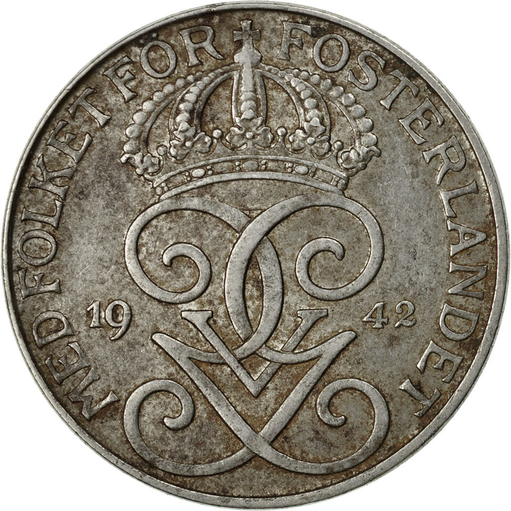 Coin, Sweden, Gustaf V, 5 Öre, 1942, VF(20-25), Iron, KM:812