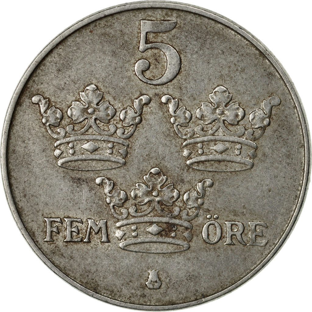 Coin, Sweden, Gustaf V, 5 Öre, 1942, VF(20-25), Iron, KM:812