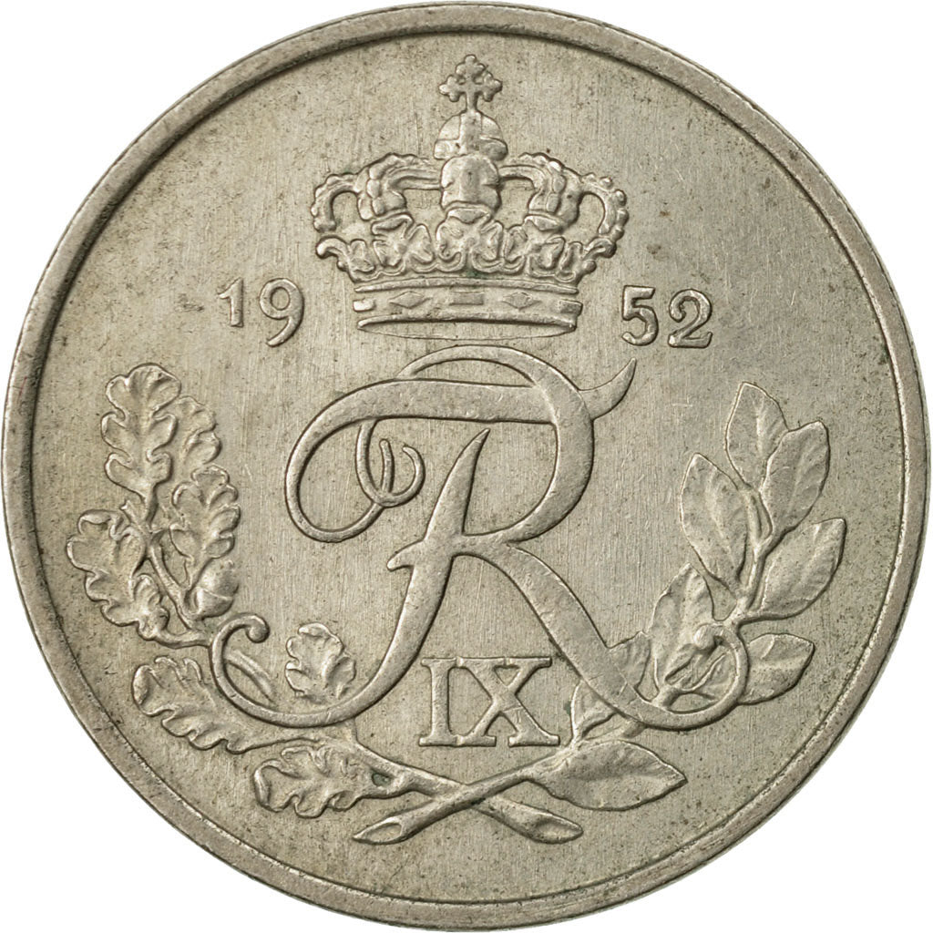 Coin, Denmark, Frederik IX, 25 Öre, 1952, Copenhagen, VF(30-35), Copper-nickel