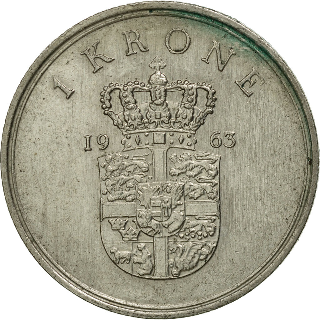 Munten, Denemarken, Frederik IX, Krone, 1963, Copenhagen, ZG+, Copper-nickel