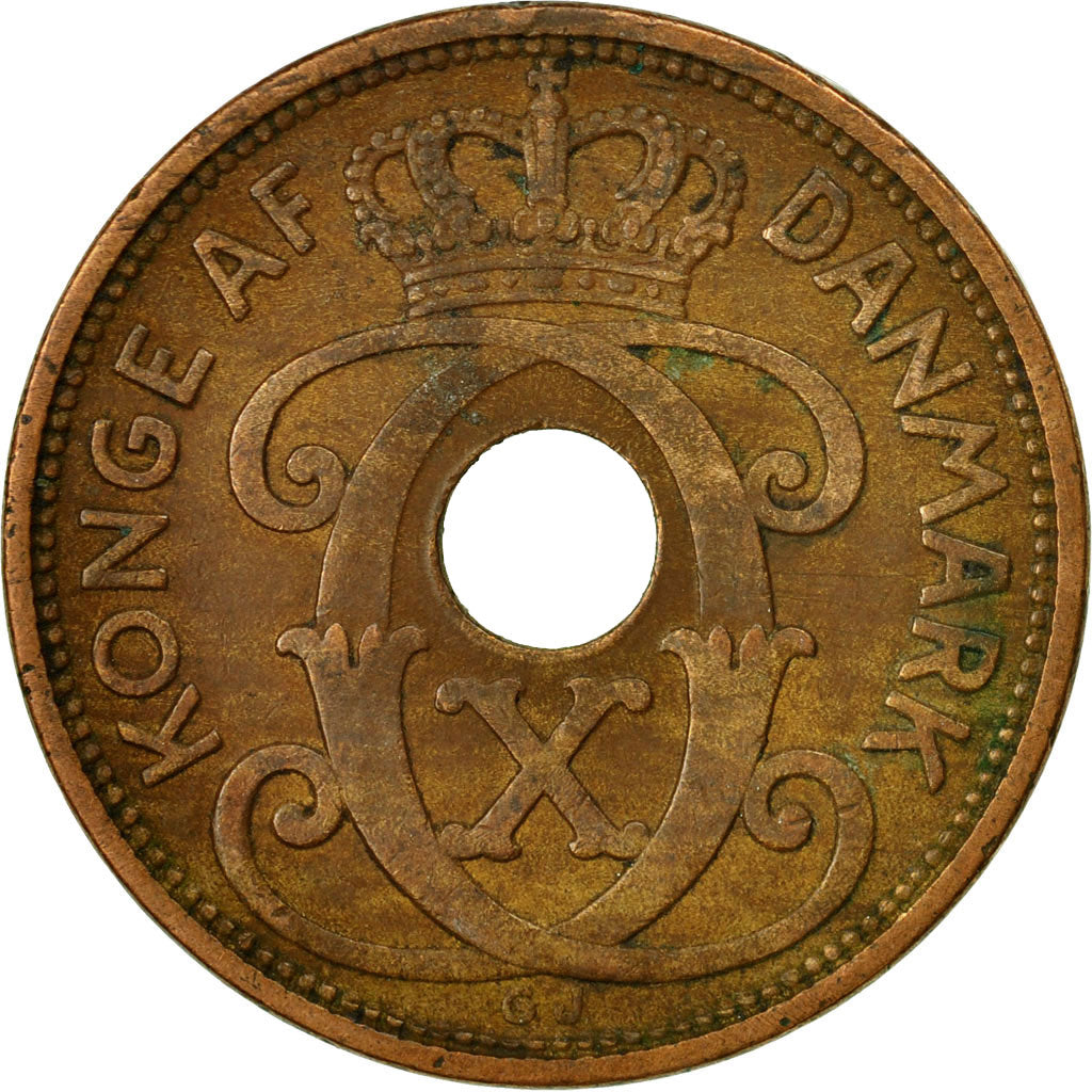 Moneta, Danimarca, Christian X, 5 Öre, 1938, Copenhagen, MB+, Bronzo, KM:828.2