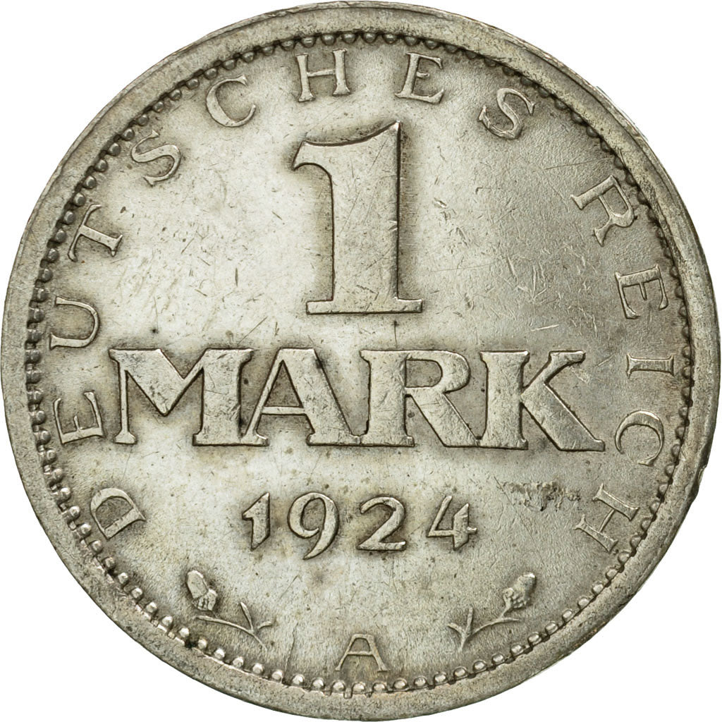 Coin, GERMANY, WEIMAR REPUBLIC, Mark, 1924, Berlin, EF(40-45), Silver, KM:42