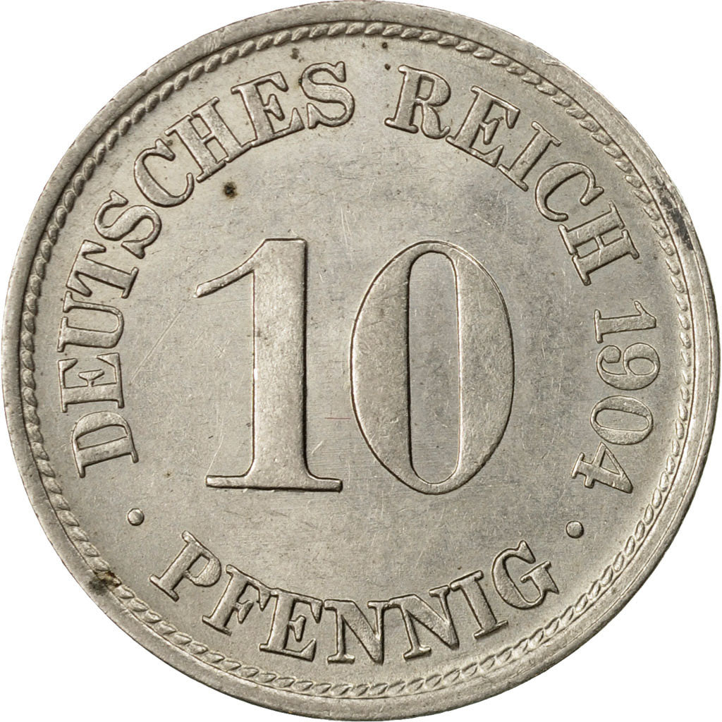 Coin, GERMANY - EMPIRE, Wilhelm II, 10 Pfennig, 1904, Stuttgart, AU(50-53)