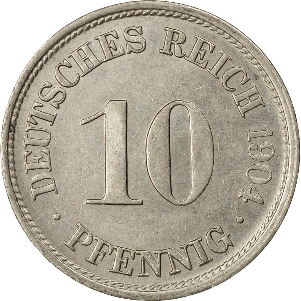 Coin, GERMANY - EMPIRE, Wilhelm II, 10 Pfennig, 1904, Stuttgart, EF(40-45)
