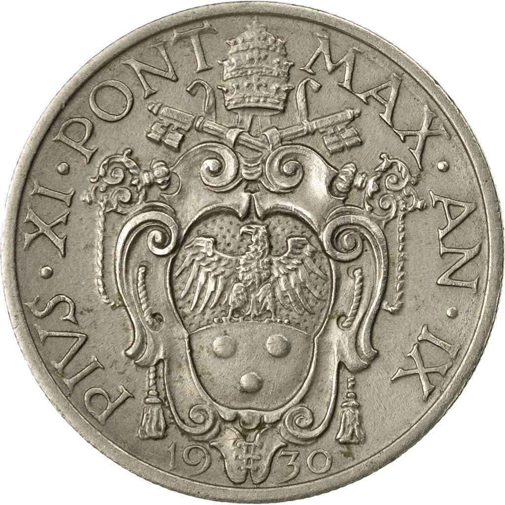 Munten, Vaticaanstad, Pius XI, 20 Centesimi, 1930, Roma, ZF+, Nickel, KM:3