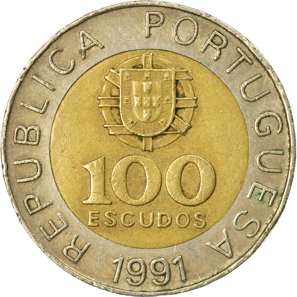 Coin, Portugal, 100 Escudos, 1991, VF(20-25), Bi-Metallic, KM:645.2