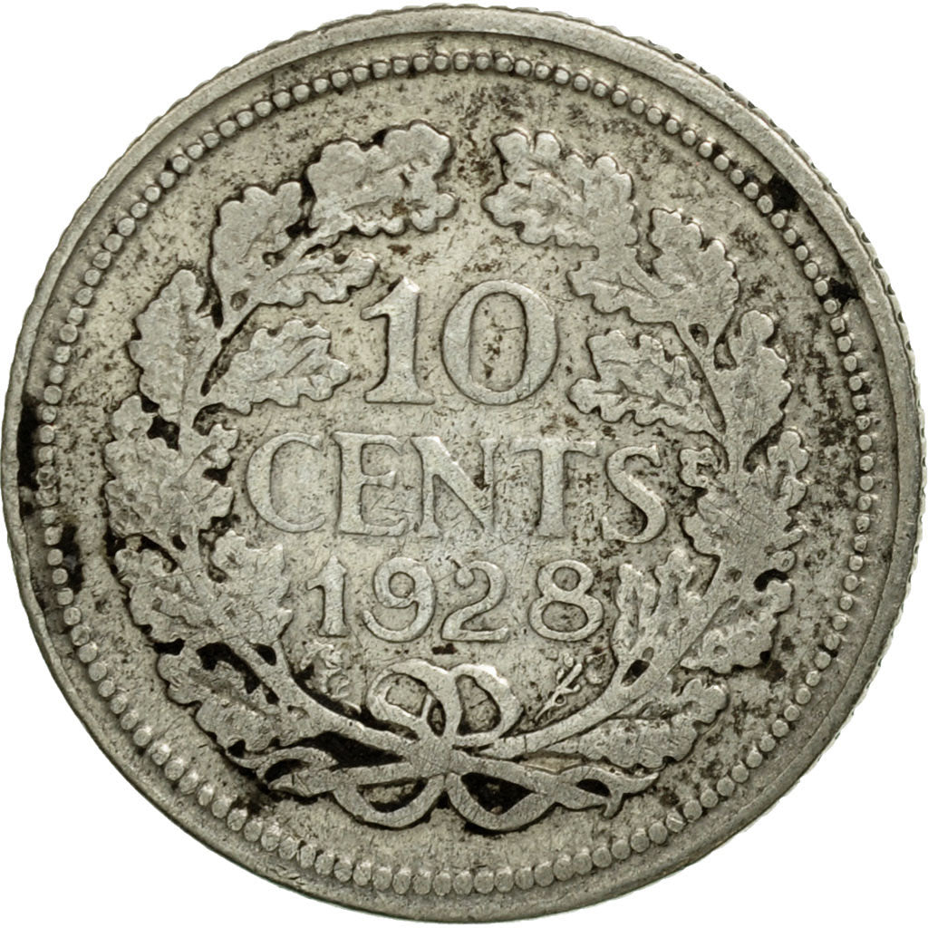 Coin, Netherlands, Wilhelmina I, 10 Cents, 1928, EF(40-45), Silver, KM:163
