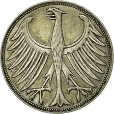 Coin, GERMANY - FEDERAL REPUBLIC, 5 Mark, 1951, Hamburg, EF(40-45), Silver