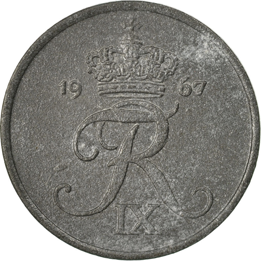 Coin, Denmark, Frederik IX, Ore, 1967, Copenhagen, EF(40-45), Zinc, KM:839.2