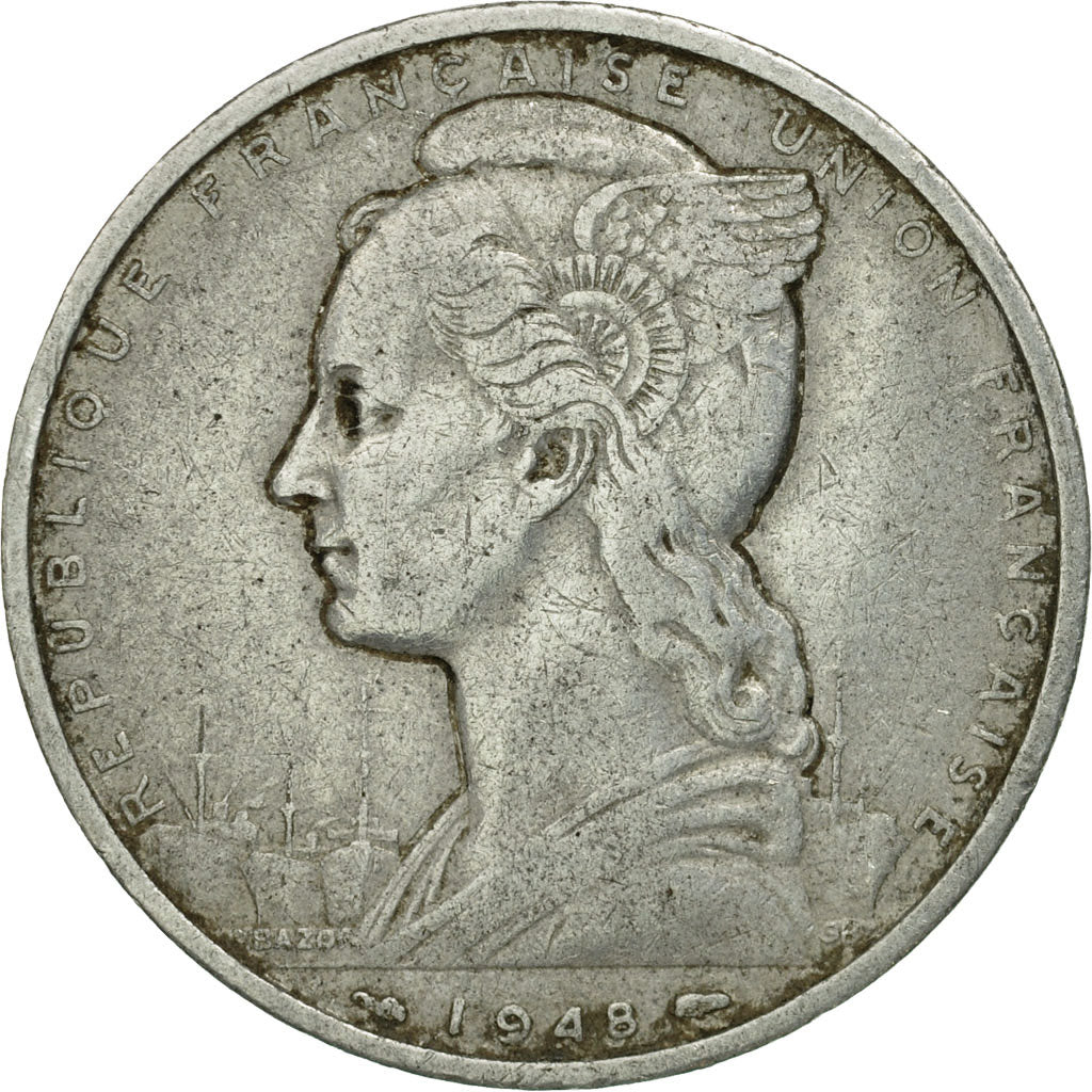 Coin, French Somaliland, 5 Francs, 1948, Paris, VF(30-35), Aluminum, KM:6