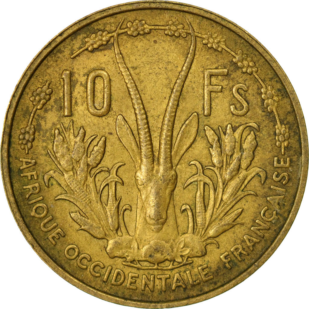 Coin, French West Africa, 10 Francs, 1956, Paris, F(12-15), Aluminum-Bronze