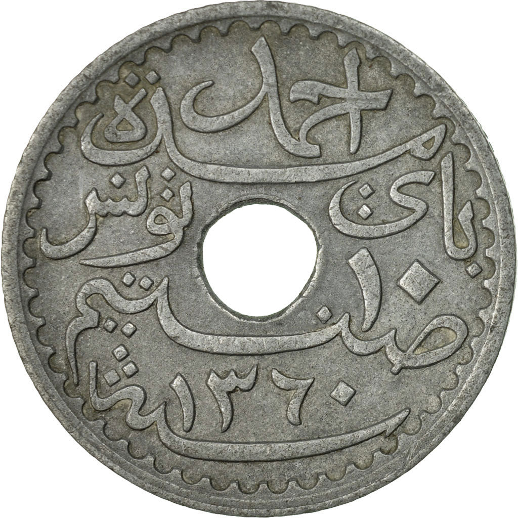 Coin, Tunisia, Ahmad Pasha Bey, 10 Centimes, 1941, Paris, EF(40-45), Zinc