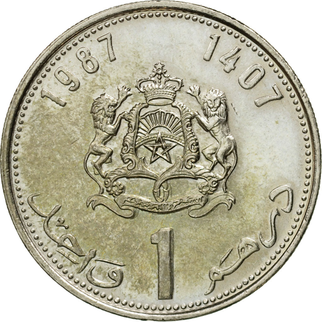 Monnaie, Maroc, al-Hassan II, Dirham, 1987, Paris, TTB+, Copper-nickel, KM:88