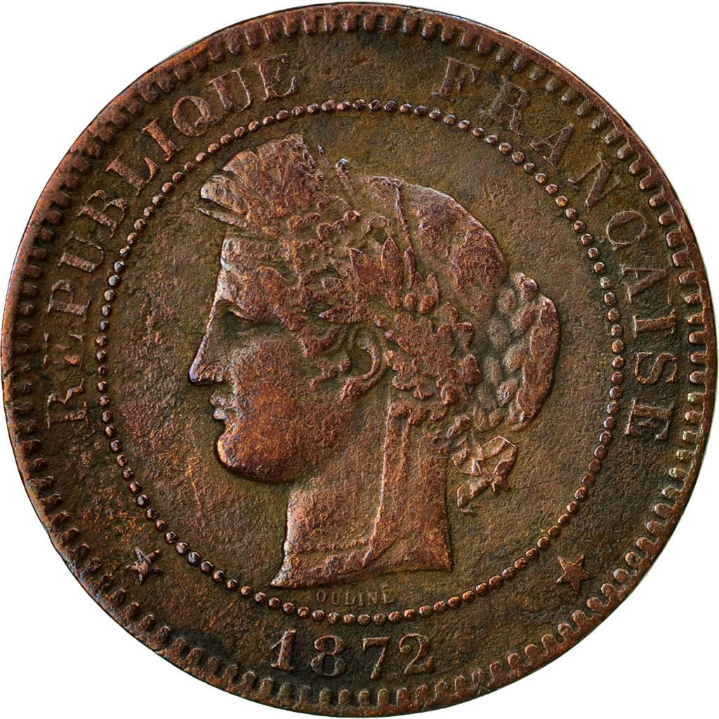 Monnaie, France, Cérès, 10 Centimes, 1872, Paris, TB+, Bronze, KM:815.1