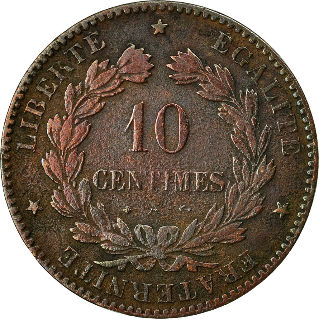 Monnaie, France, Cérès, 10 Centimes, 1872, Paris, TB+, Bronze, KM:815.1