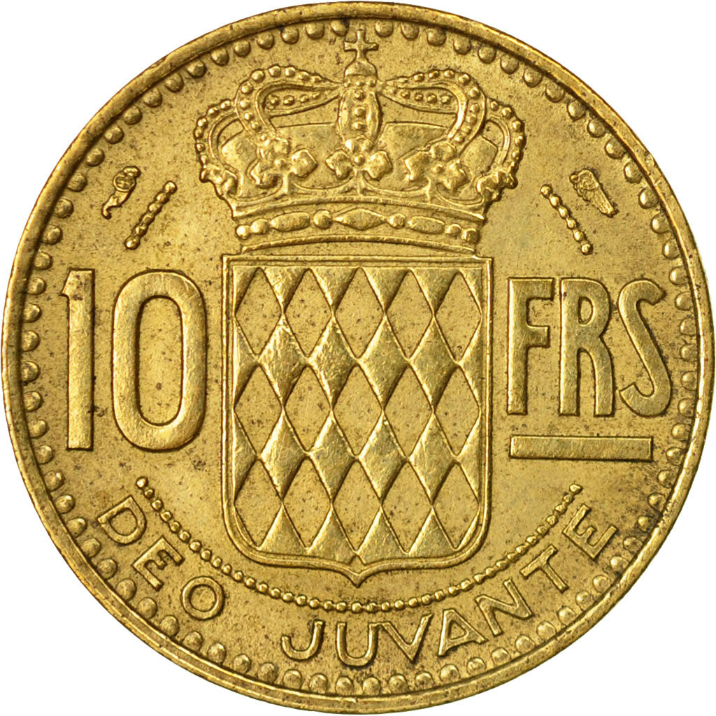 Moneta, Monaco, Rainier III, 10 Francs, 1950, MB+, Alluminio-bronzo, KM:130