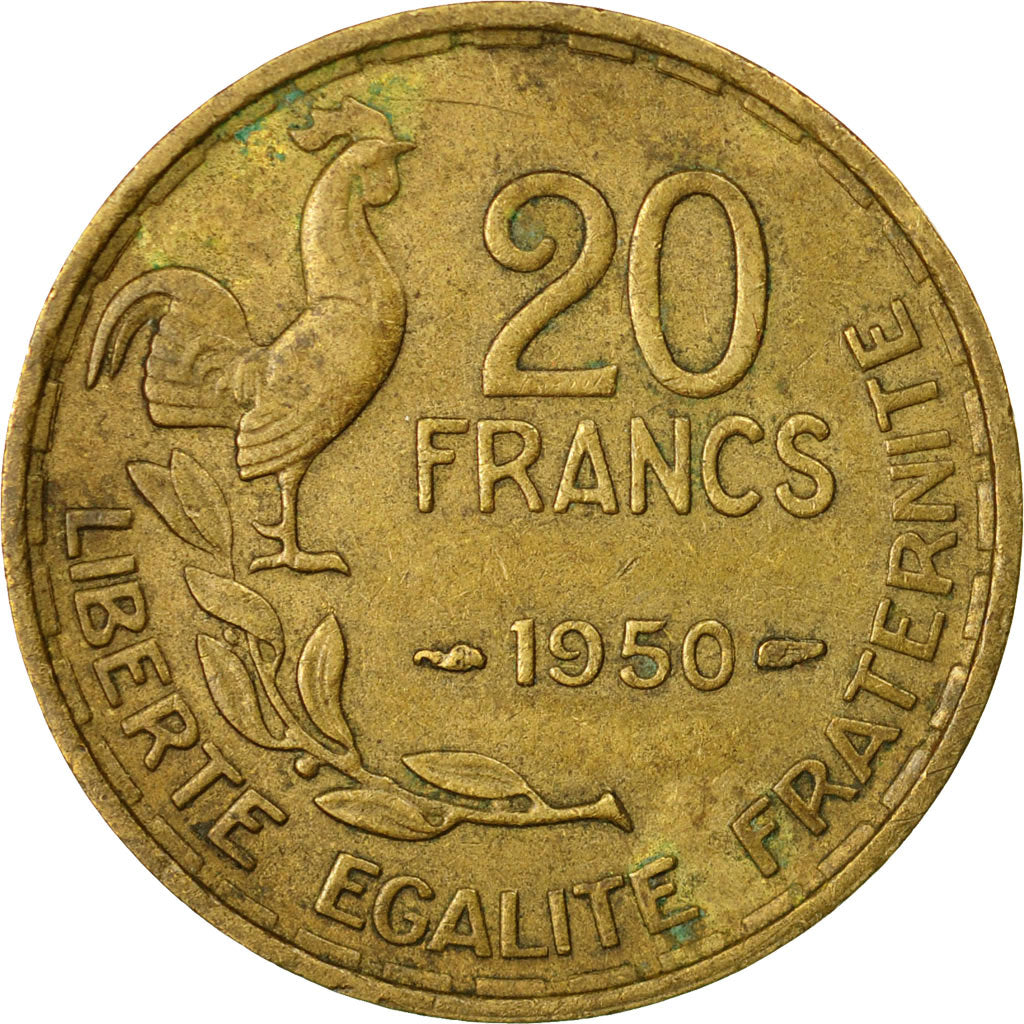 Coin, France, Guiraud, 20 Francs, 1950, Paris, VF(30-35), Aluminum-Bronze