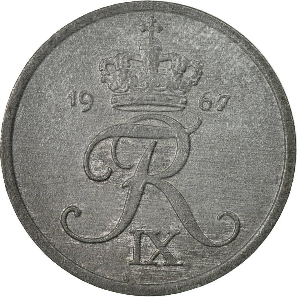 Coin, Denmark, Frederik IX, 2 Öre, 1967, Copenhagen, EF(40-45), Zinc, KM:840.2