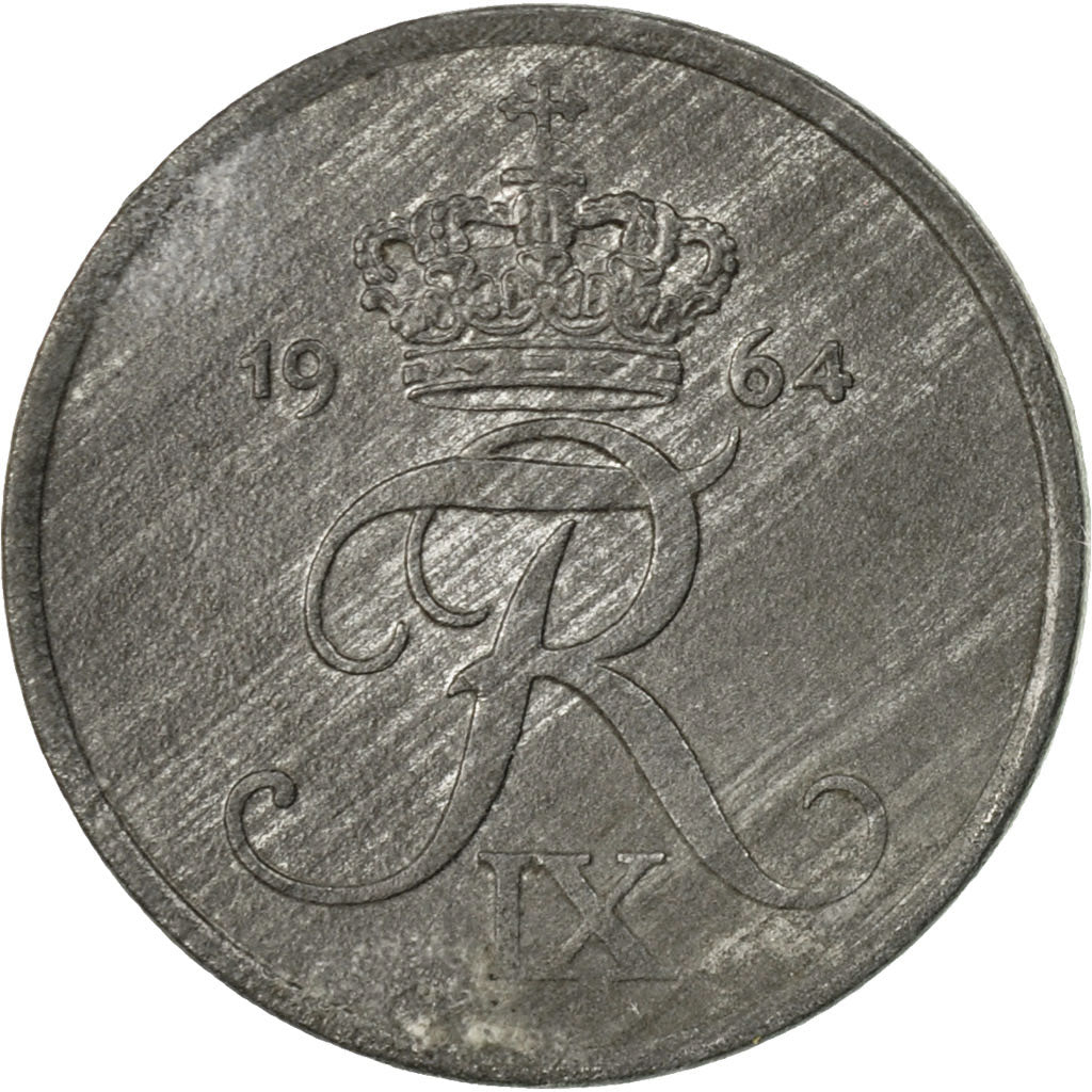 Coin, Denmark, Frederik IX, Ore, 1964, Copenhagen, EF(40-45), Zinc, KM:839.2