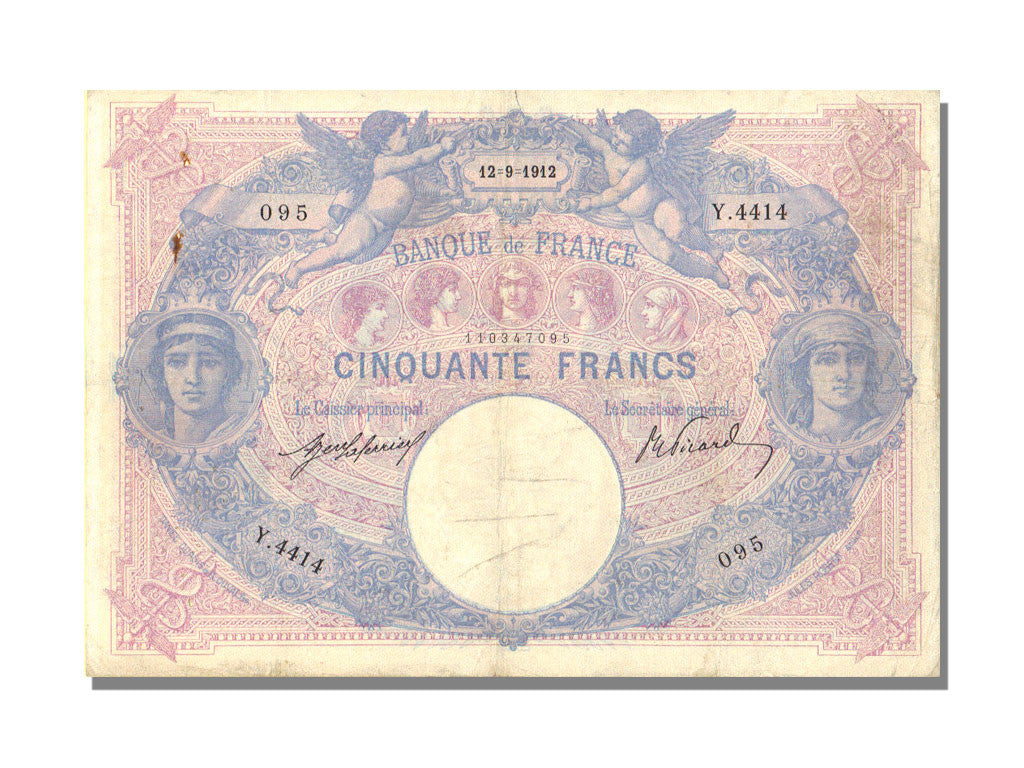 Billet, France, 50 Francs, 50 F 1889-1927 ''Bleu et Rose'', 1912, 1912-09-12