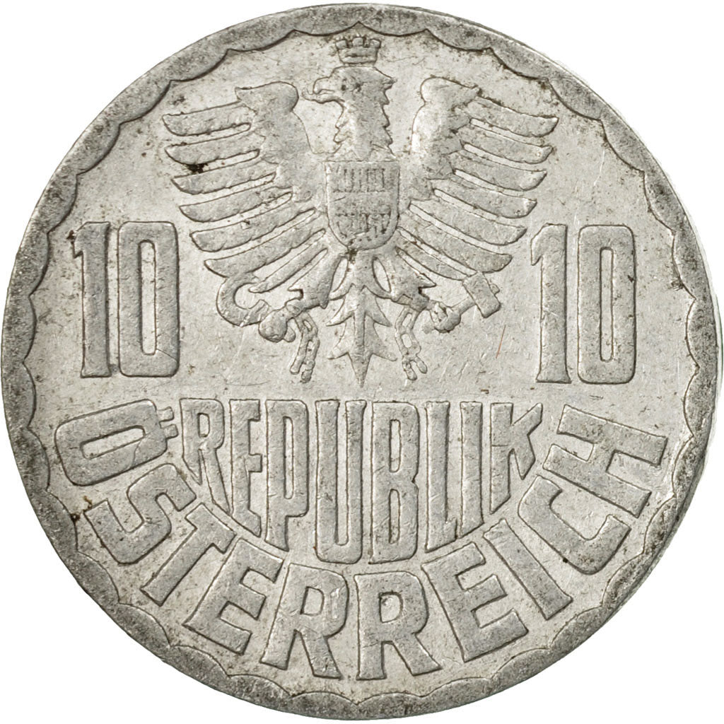 Moneda, Austria, 10 Groschen, 1957, Vienna, BC+, Aluminio, KM:2878