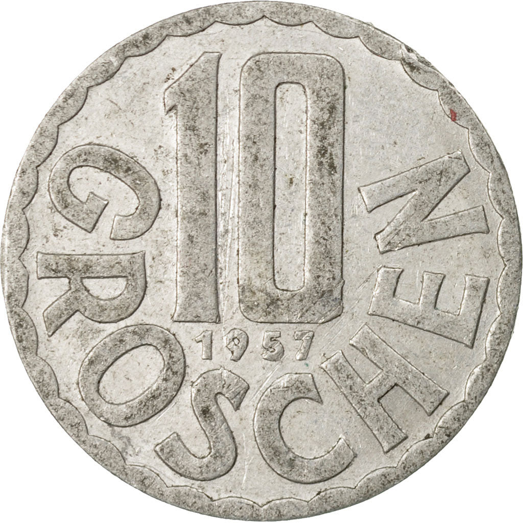 Moneda, Austria, 10 Groschen, 1957, Vienna, BC+, Aluminio, KM:2878