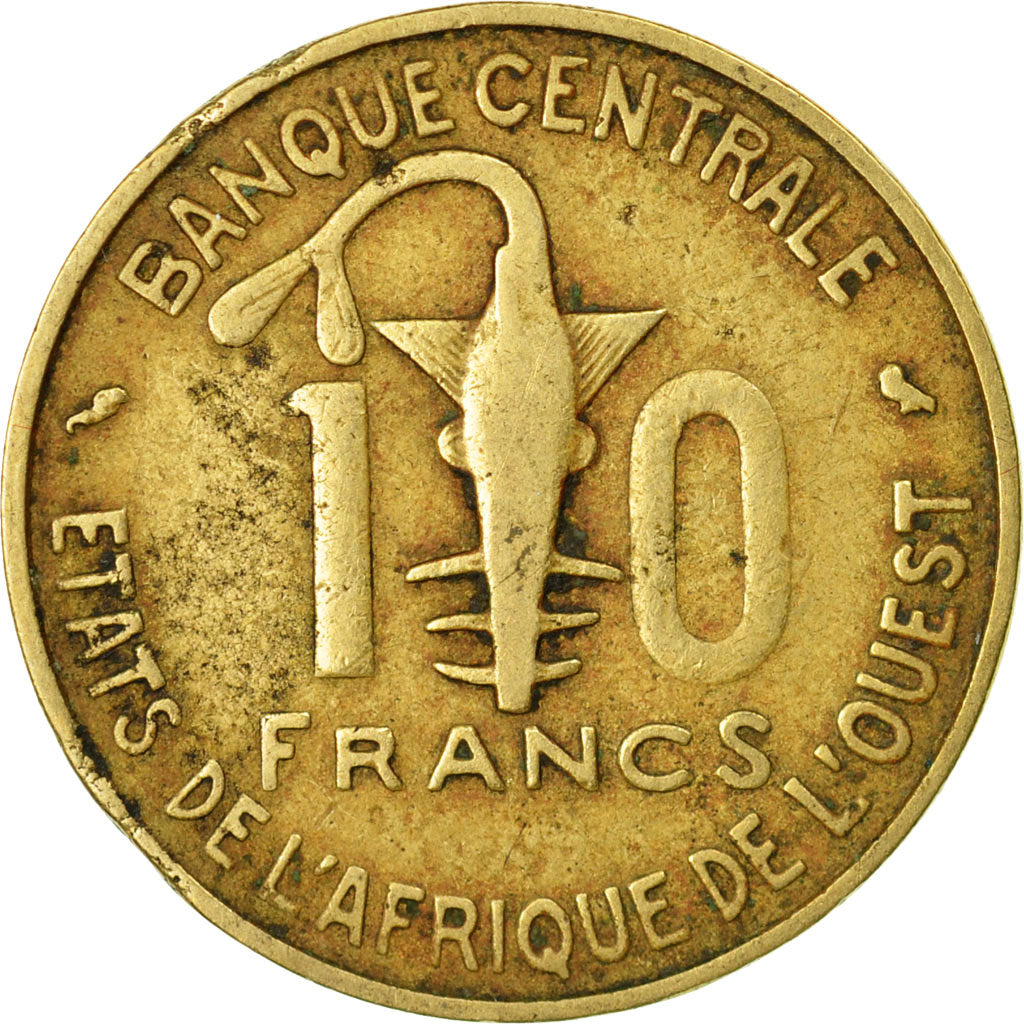 Moneda, Estados del África Occidental, 10 Francs, 1971, Paris, BC+, Aluminio -