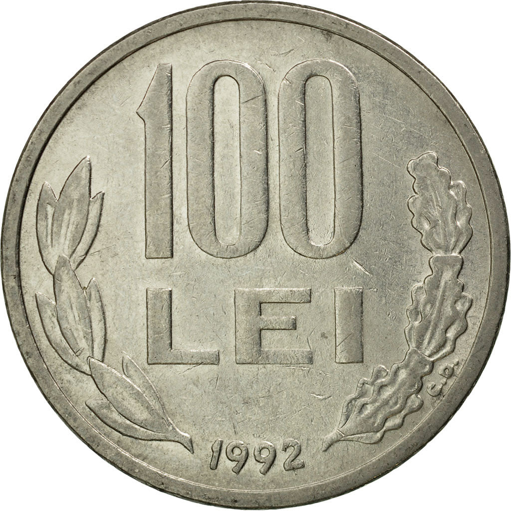 Moneta, Rumunia, 100 Lei, 1992, AU(50-53), Nickel platerowany stalą, KM:111