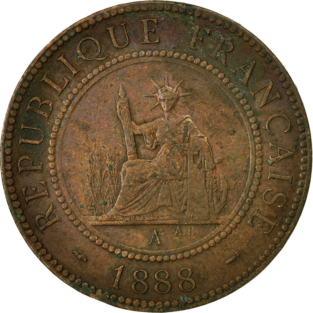 Coin, FRENCH INDO-CHINA, Cent, 1888, Paris, VF(30-35), Bronze, KM:1