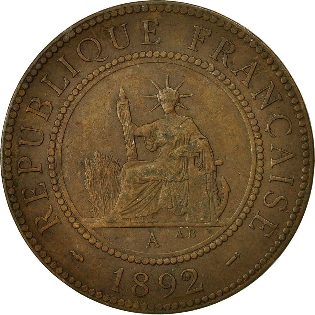 Coin, FRENCH INDO-CHINA, Cent, 1892, Paris, EF(40-45), Bronze, KM:1
