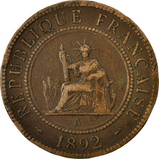 Coin, FRENCH INDO-CHINA, Cent, 1892, Paris, VF(30-35), Bronze, KM:1