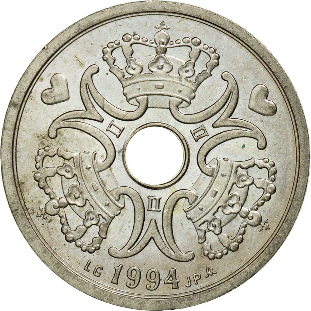 Coin, Denmark, Margrethe II, 2 Kroner, 1994, Copenhagen, AU(55-58)