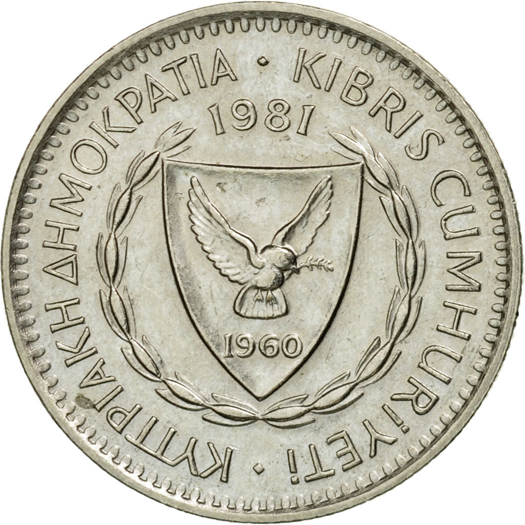 Coin, Cyprus, 25 Mils, 1981, AU(55-58), Copper-nickel, KM:40