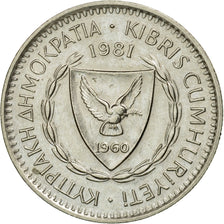 Coin, Cyprus, 25 Mils, 1981, AU(55-58), Copper-nickel, KM:40