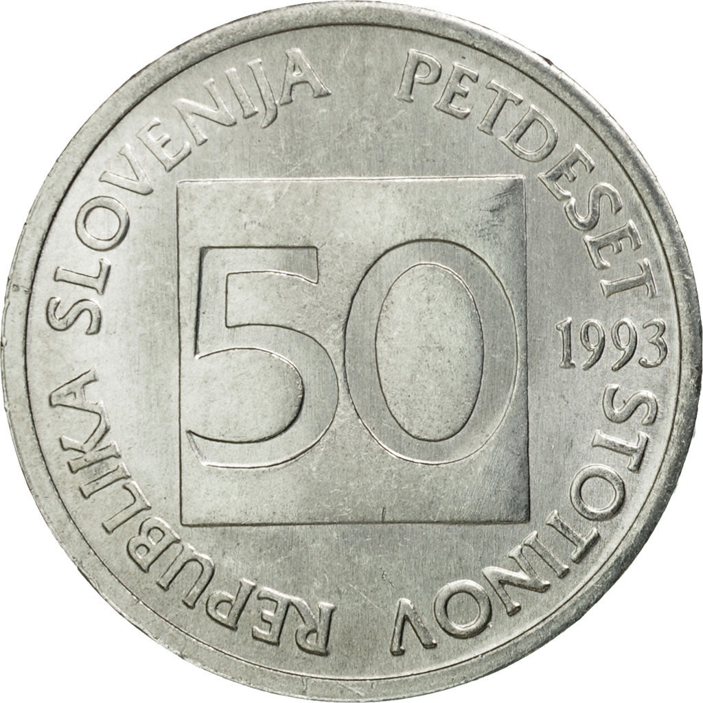 Coin, Slovenia, 50 Stotinov, 1993, MS(60-62), Aluminum, KM:3