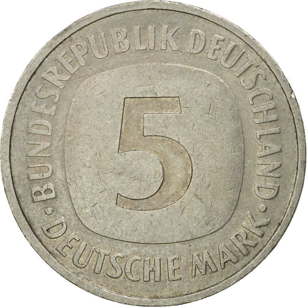 Coin, GERMANY - FEDERAL REPUBLIC, 5 Mark, 1989, Munich, EF(40-45), Copper-Nickel