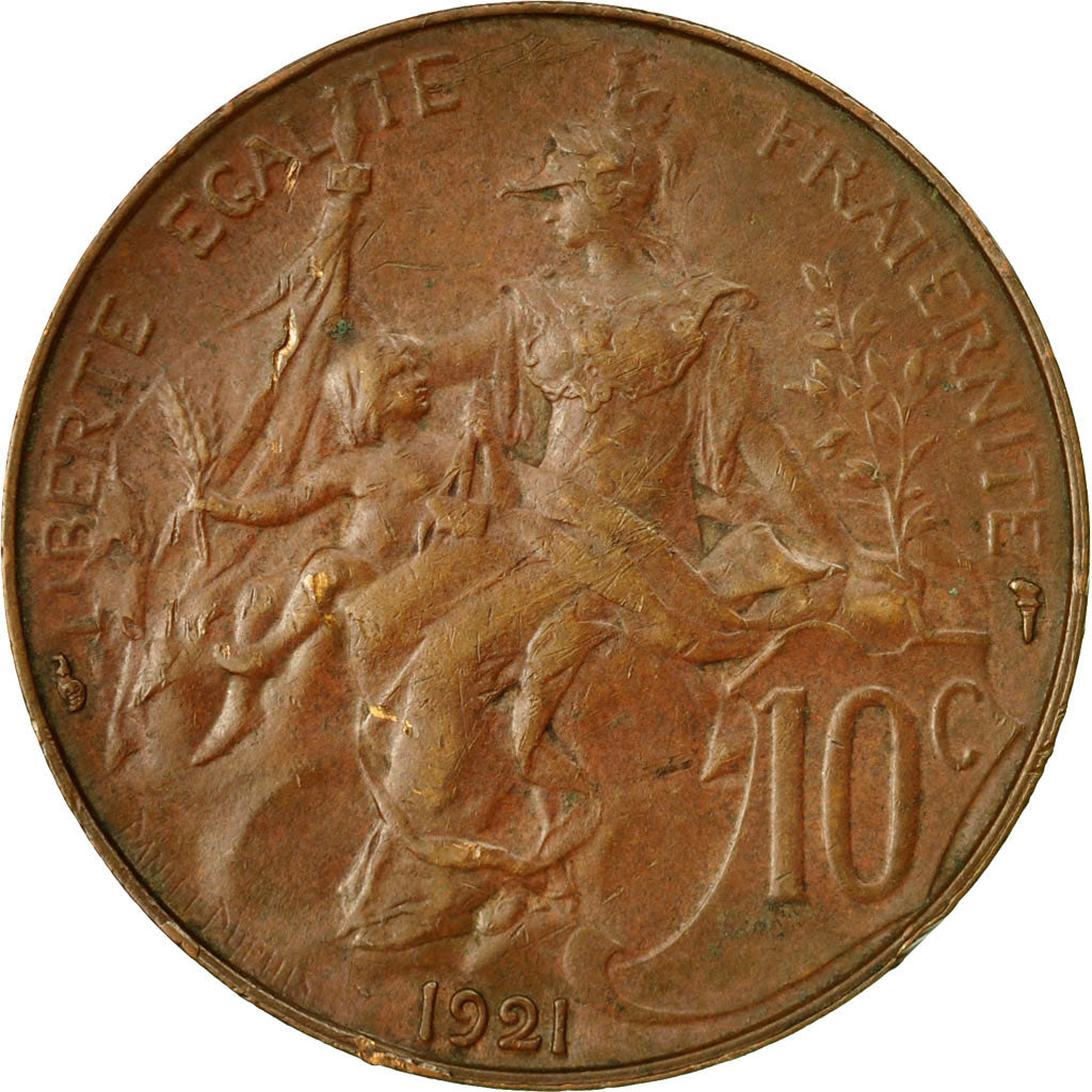 Coin, France, Dupuis, 10 Centimes, 1921, Paris, AU(50-53), Bronze, KM:843, Le