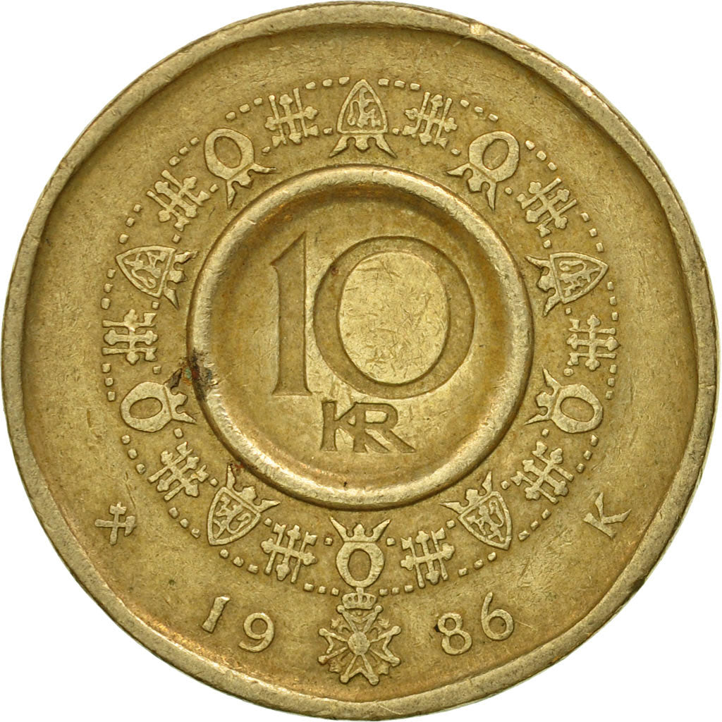 Monnaie, Norvège, Olav V, 10 Kroner, 1986, TTB, Nickel-brass, KM:427