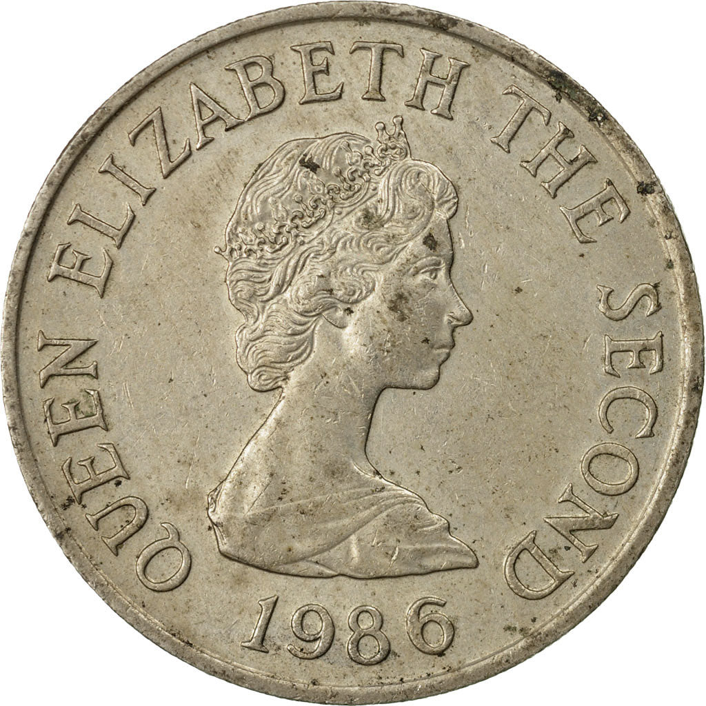 Coin, Jersey, Elizabeth II, 10 Pence, 1986, F(12-15), Copper-nickel, KM:57.1