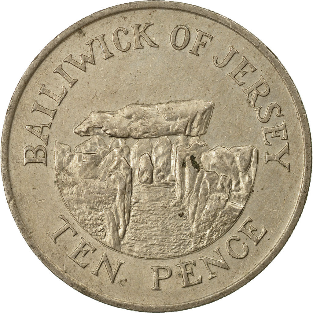 Coin, Jersey, Elizabeth II, 10 Pence, 1986, F(12-15), Copper-nickel, KM:57.1