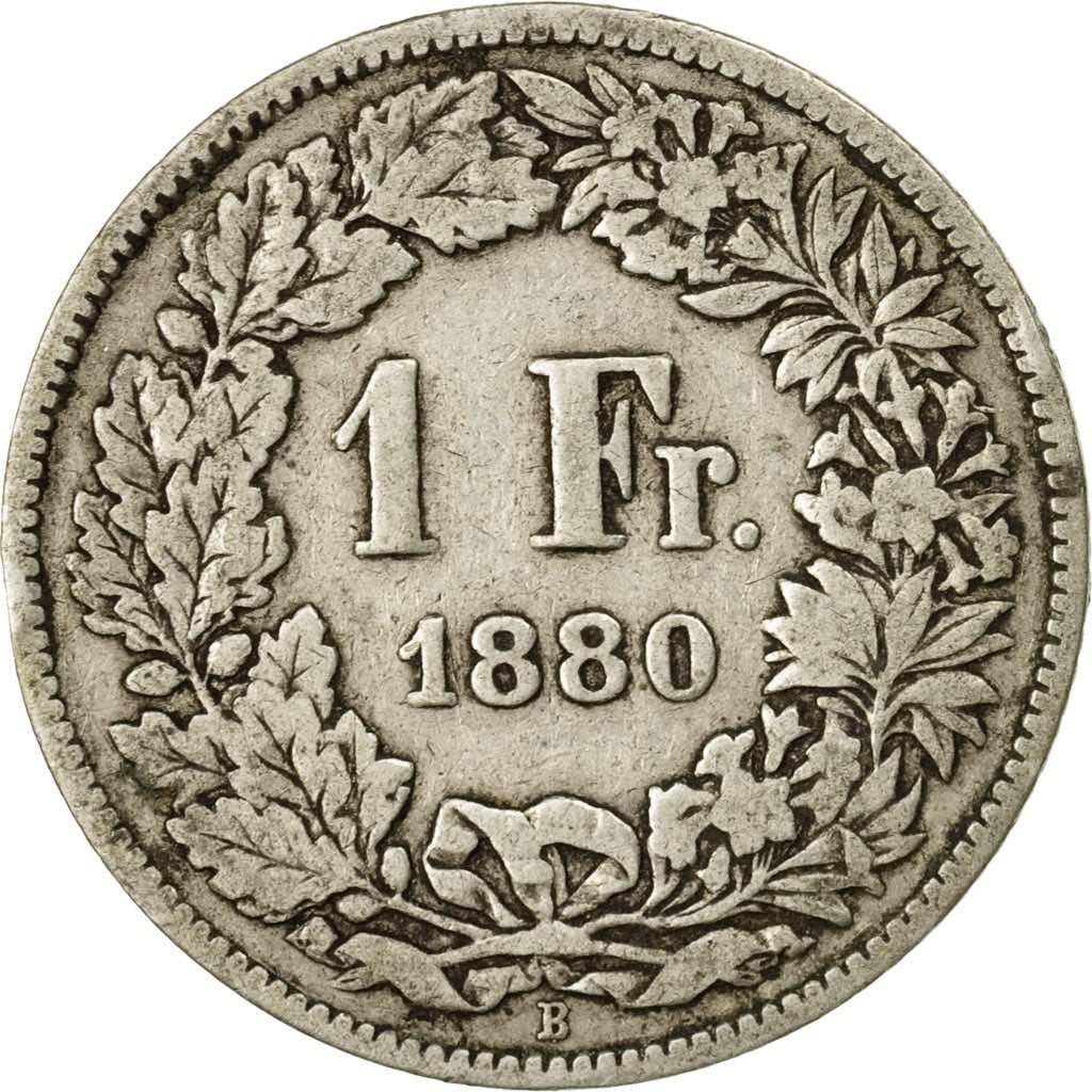 Coin, Switzerland, Franc, 1880, Bern, VF(20-25), Silver, KM:24