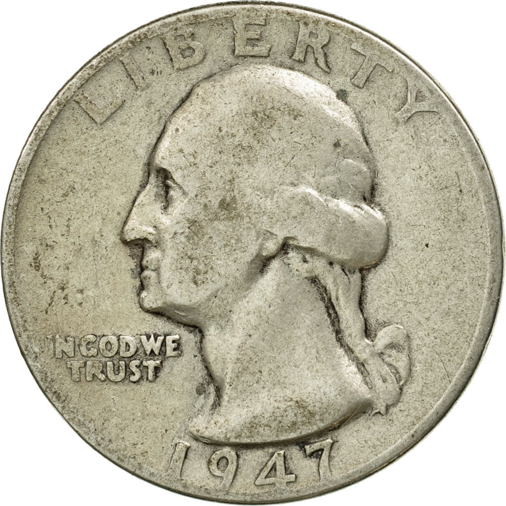 Coin, United States, Washington Quarter, Quarter, 1947, U.S. Mint, Philadelphia