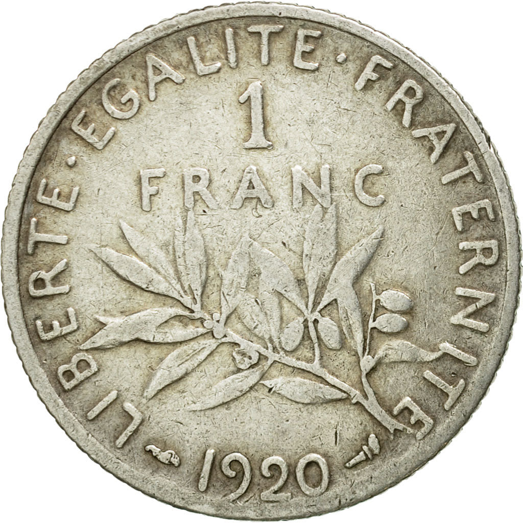 Coin, France, Semeuse, Franc, 1920, Paris, EF(40-45), Silver, KM:844.1, Le