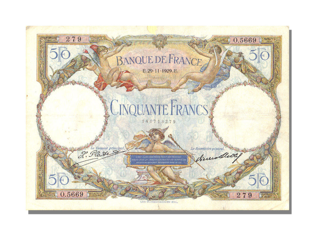 France, 50 Francs, 1929, KM #77a, 1929-11-29, F(12-15), O.5669, Fayette #15.3