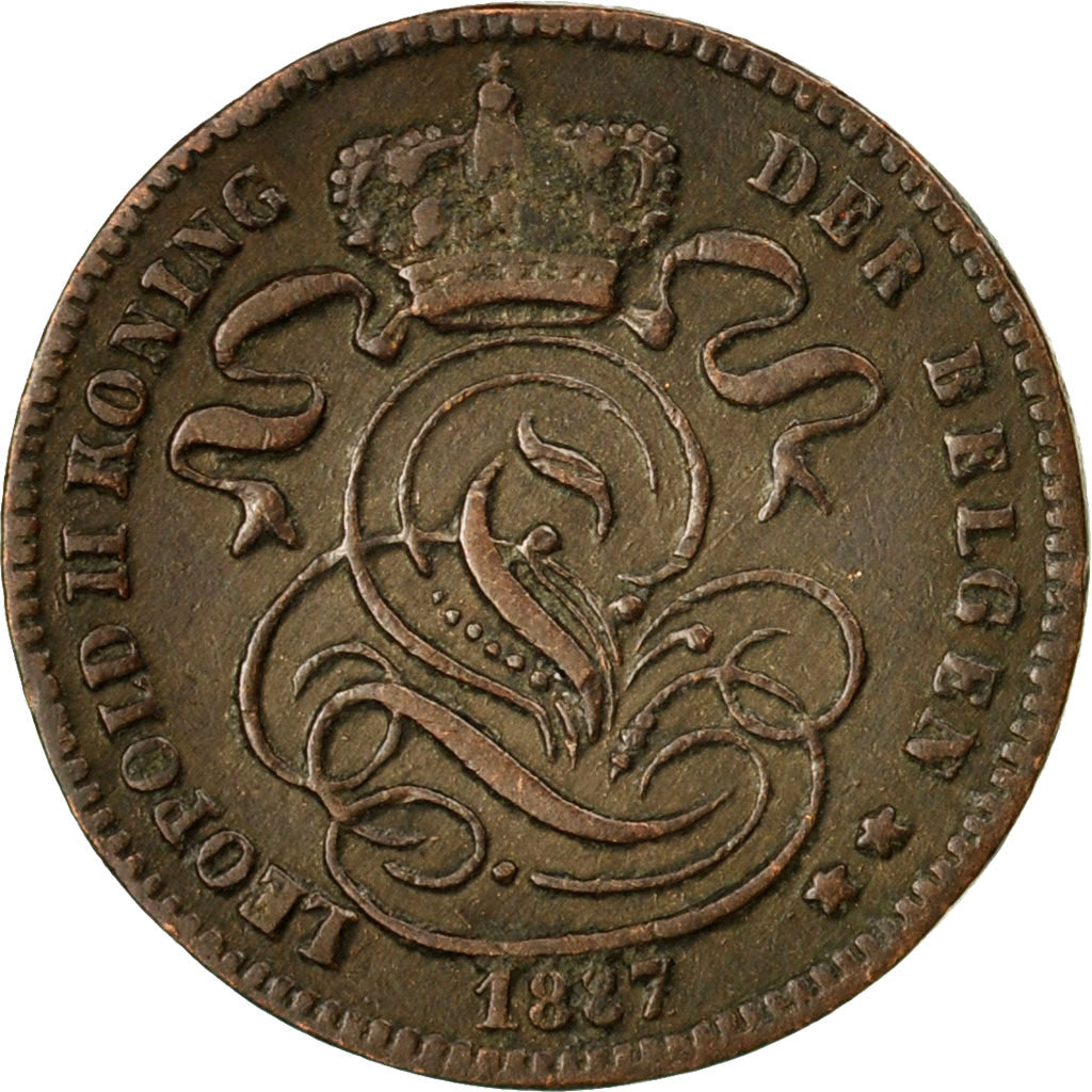 Coin, Belgium, Leopold II, Centime, 1887, EF(40-45), Copper, KM:34.1