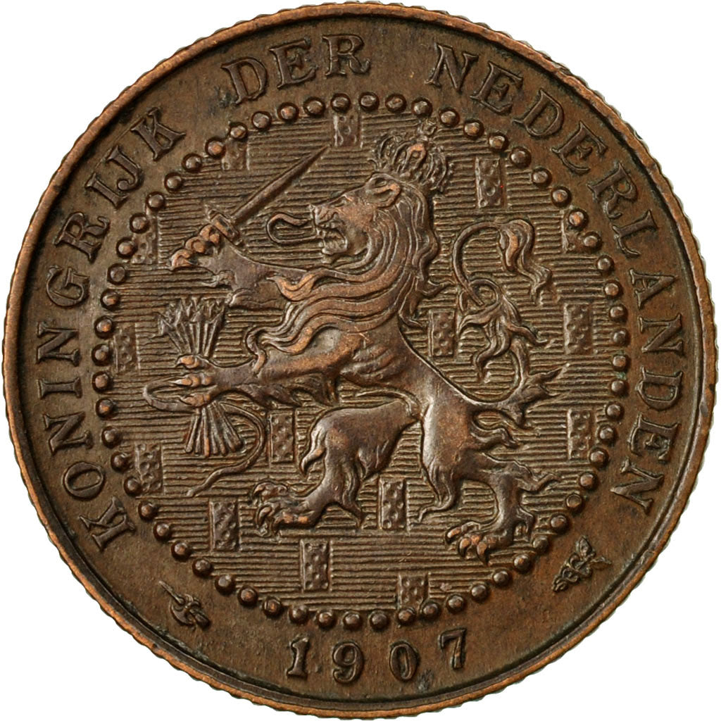 Coin, Netherlands, Wilhelmina I, Cent, 1907, AU(55-58), Bronze, KM:132.1