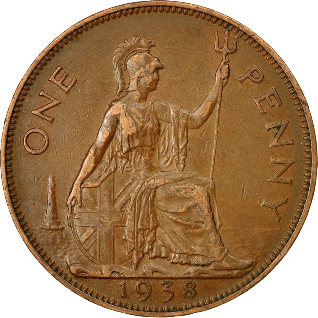 Münze, Großbritannien, George VI, Penny, 1938, SS+, Bronze, KM:845
